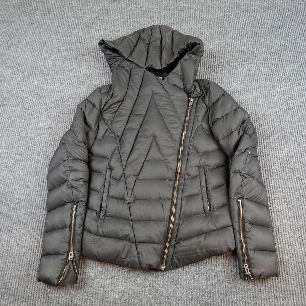 Helmut Lang Gray Down Hooded Puffer Jacket Womens Small SW-0W0116 Quilted Zip